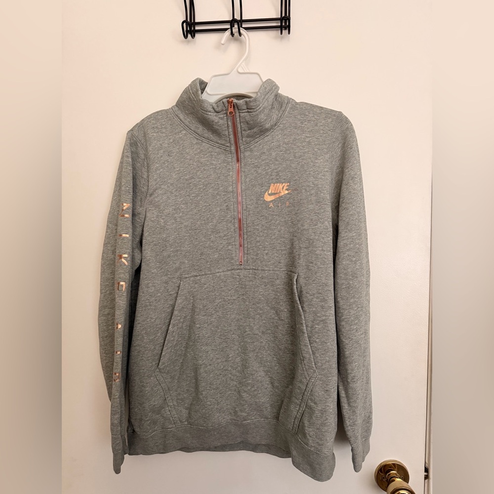 Nike Gray Half-Zip Sweatshirt with Pink Accents